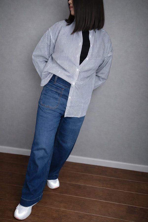 Vivid Blue Wide Leg knit denim