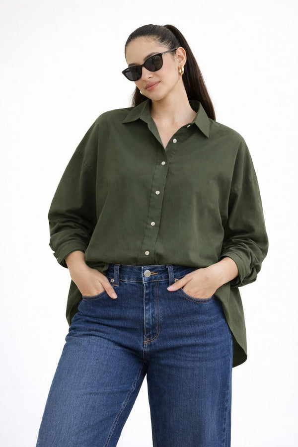 Premium Oversized Drop-Shoulder Shirt Soft-Touch Fabric Smart Casual Essential