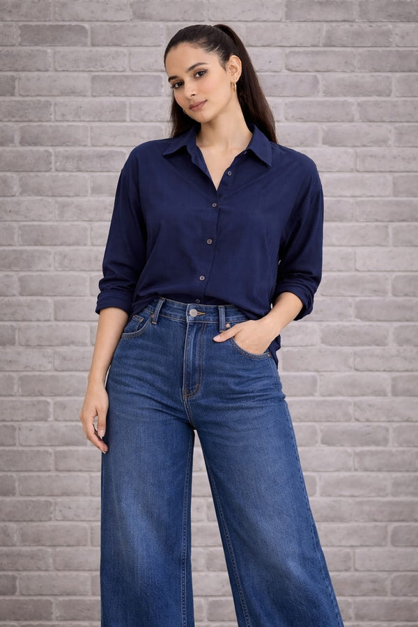 Premium Oversized Drop-Shoulder Shirt Soft-Touch Fabric Smart Casual Essential
