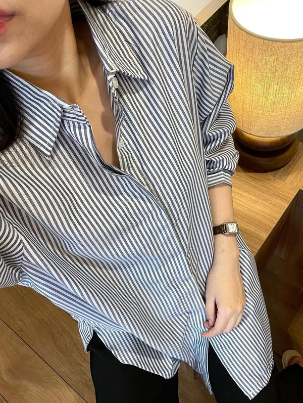 Drepped Lining Oversized Drop-Shoulder Shirt Soft-Touch Fabric Smart Casual Essential