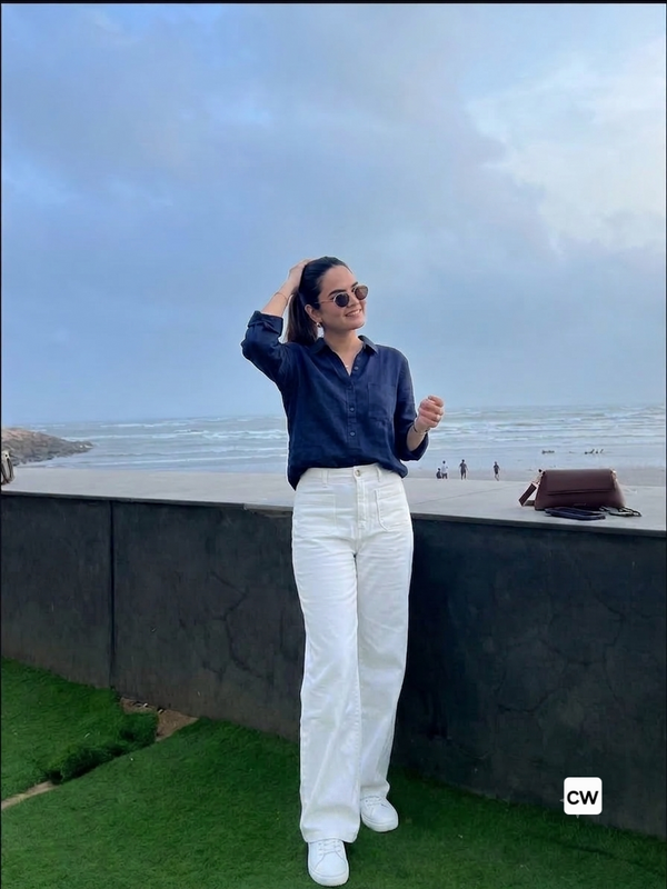 Electric Blue Oversized Drop-Shoulder Shirt Soft-Touch cotton Fabric Smart Casual Essential